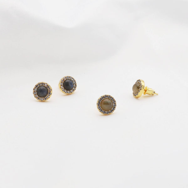 18K Gold Plated Moonstone Studs